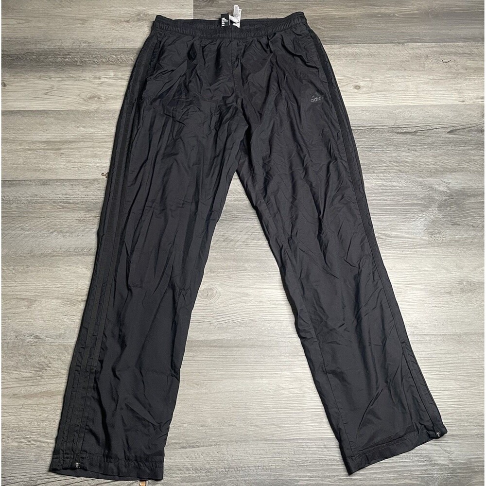 Adidas Womens Large Black Woven Windbreaker Track Pants Tiro Mesh Ankle Zip